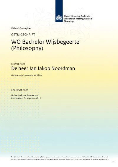 Bachelordiploma Wijsbegeerte