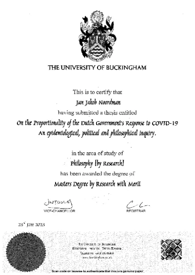 Masterdiploma Buckingham