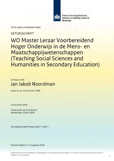 Masterdiploma UvA